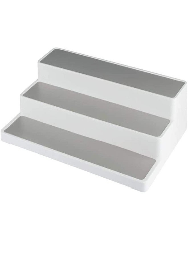 Sulfar Kitchen 3 Tiers Spice Racks Non-Skid Cabinet Shelf Organizer Bottle Rack Holder (White) - Image 1